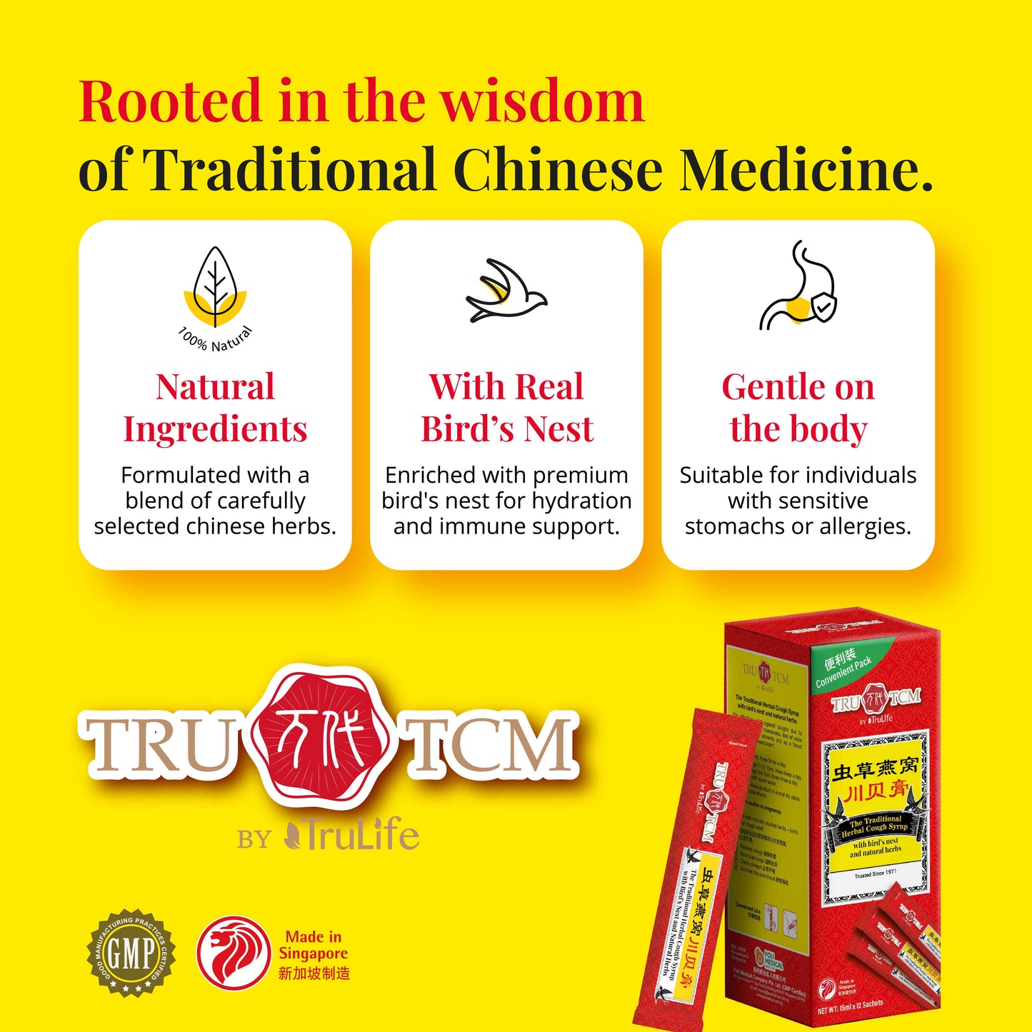 TRU TCM Traditional Herbal Cough Syrup with Bird's Nest 12x15ml